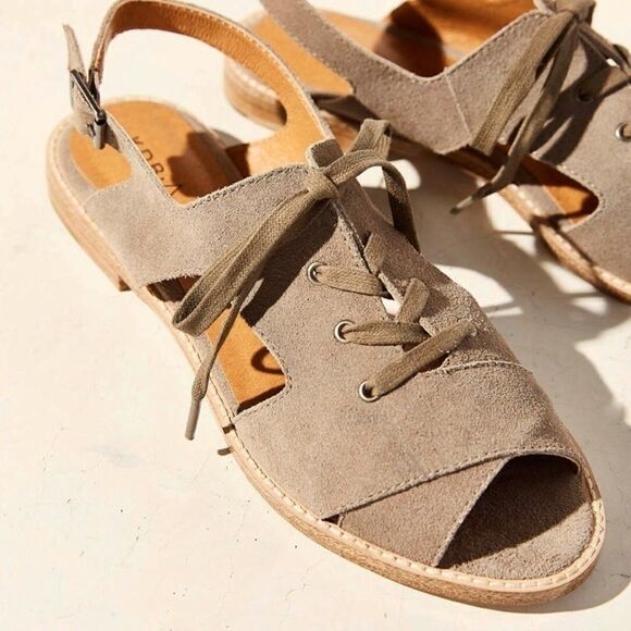Kelsi Dagger Silverlake Urban Outfitters Lace up Suede Sandal shoes flat 7.5 - Picture 1 of 15